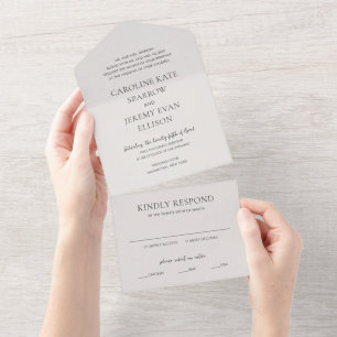 Clean Neutral Elegant Wedding All In One Invitation