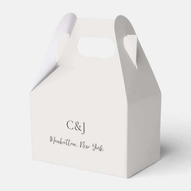 Clean Neutral Elegant Wedding Favour Box (Front Side)