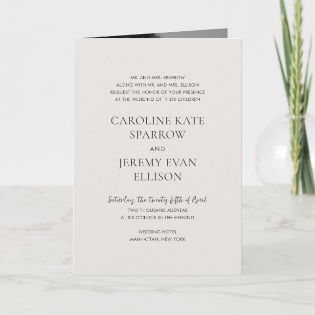 Clean Neutral QR Code Elegant Wedding Invitation (Front)