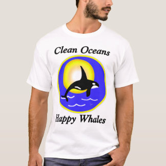 Clean Ocean Happy Whales Contrast T T-Shirt