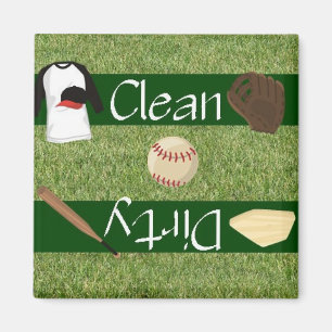 Clean or Dirty Baseball Dishwasher Magnet