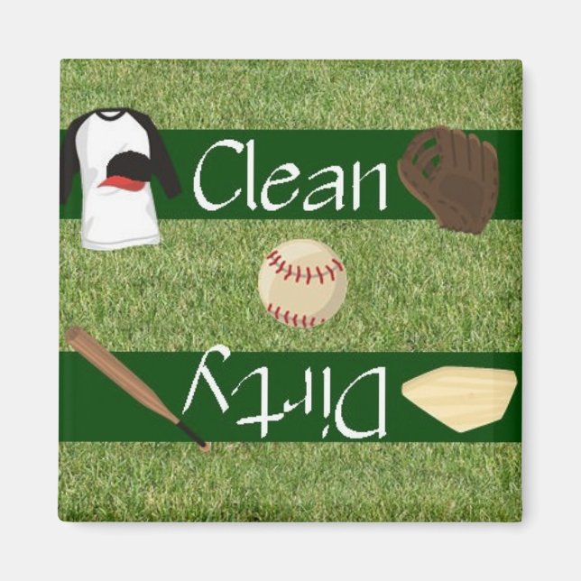 Clean or Dirty Baseball Dishwasher Magnet (Front)