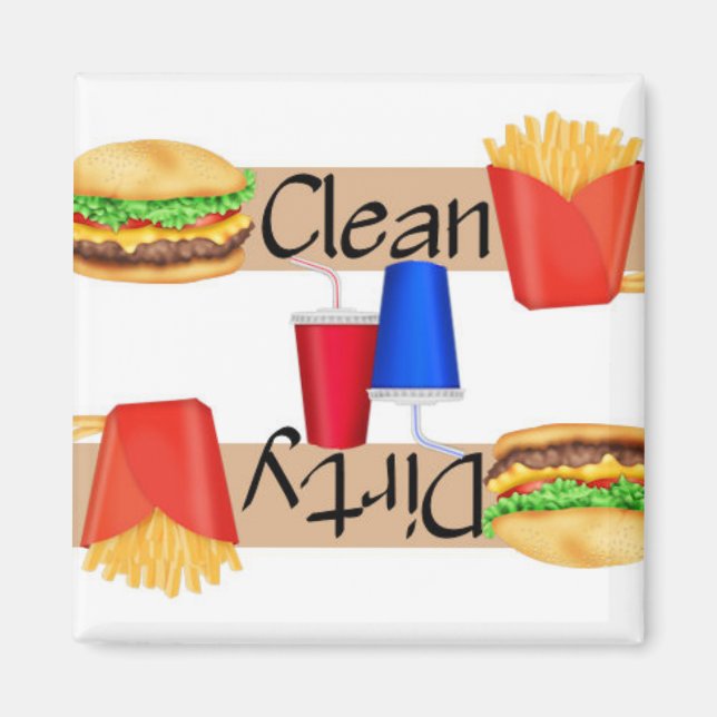 Clean or Dirty Burgers and Fries Dishwasher Magnet (Front)