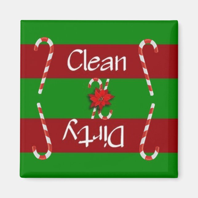 Clean or Dirty Candy Cane Dishwasher Magnet (Front)