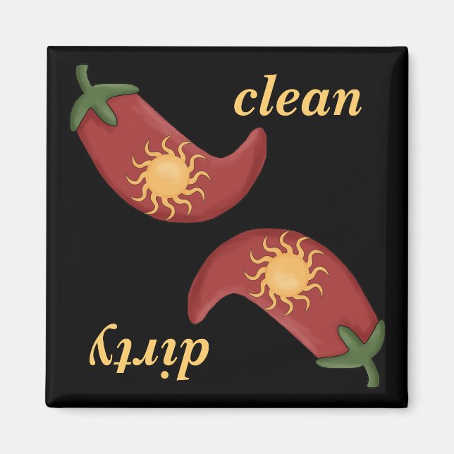 Clean or Dirty Chilli Peppers Dishwasher Magnet (Front)