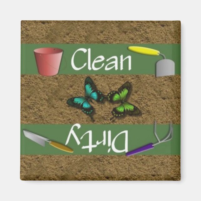 Clean or Dirty Garden Dishwasher Magnet (Front)