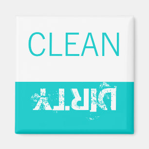 Clean or Dirty Magnets DIshwasher Labels Aqua Blue