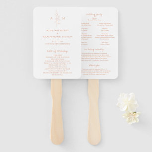 Clean Peach Botanical Elegant Wedding Program Hand Fan