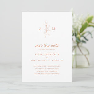 Clean Peach Botanical Elegant Wedding Save The Date