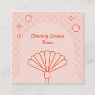 Clean Pink and Orange Cleaning Service Company Square Business Card