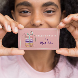 Clean Pink Cakes & Sweets Pastry Chef Baking Business Card