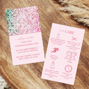 Clean Pink Glam Branding Candle Care Business Card
