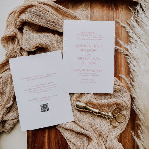 Clean Pink QR Code Elegant Wedding Invitation