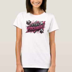 Clean Pink STAY FOCUSED Text Design T-Shirt