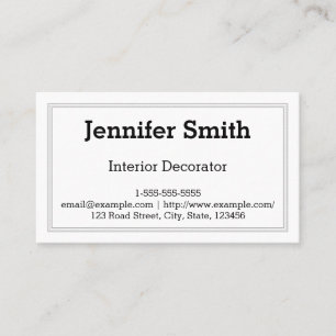 Clean & Plain Interior Decorator Business Card