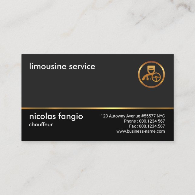 Clean Plain Simple Professional Modern Chauffeur Business Card (Front)
