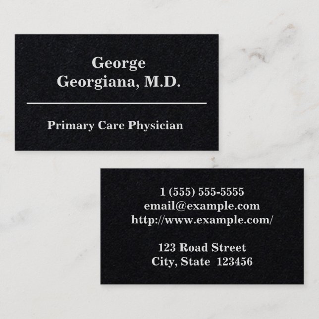 Clean Primary Care Physician Business Card (Front/Back)