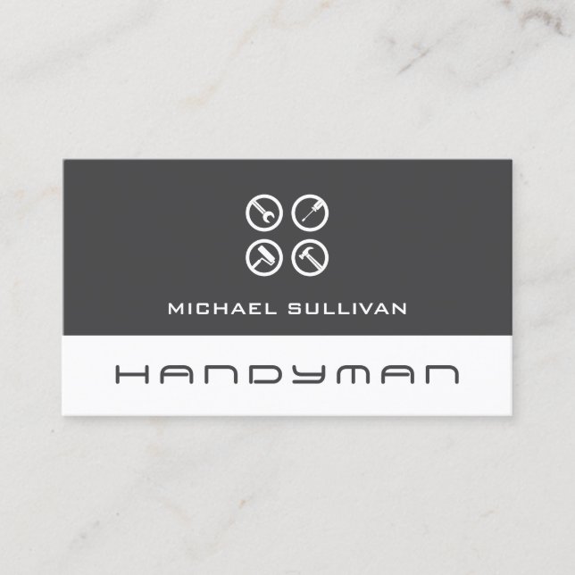 Clean professional logo handyman Business Card (Front)