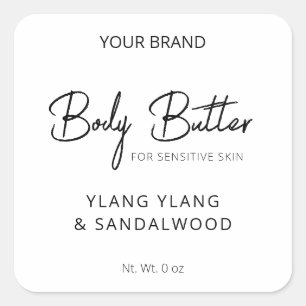 Clean Professional White Body Butter Labels