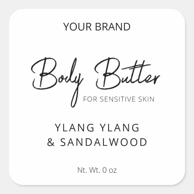 Clean Professional White Body Butter Labels (Front)