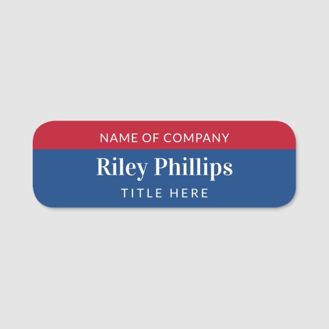 Clean Red & Blue Company Name Title Tag (Front)