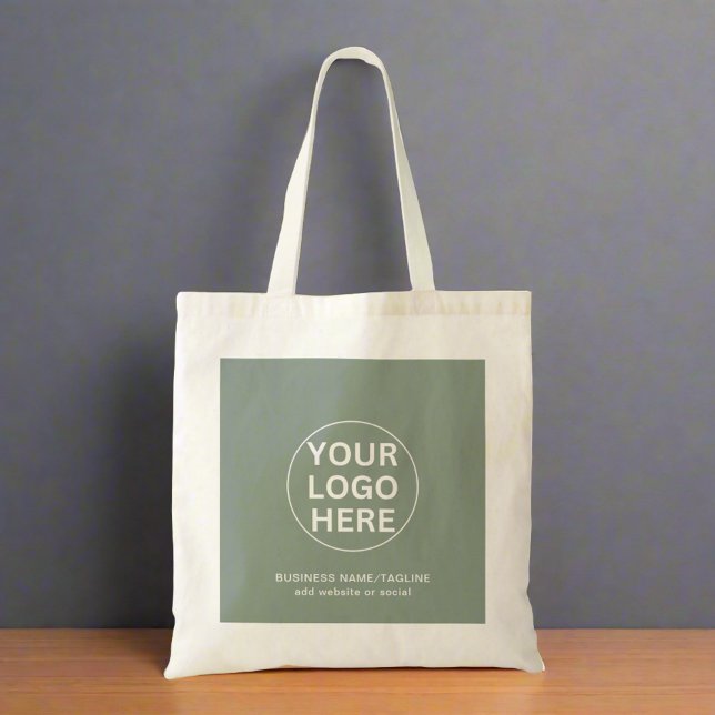 Clean Sage Green Logo & Text l Promotional Branded Tote Bag (Creator Uploaded)