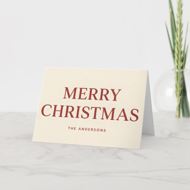 Clean Serif Retro Script Merry Christmas Holiday Card (Front)