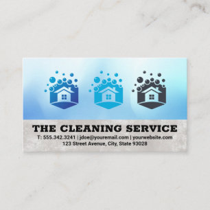 Clean Service Houses and Soap Bubbles Business Card