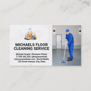 Clean Service Janitor Cleaning Floor Business Card