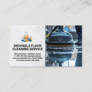 Clean Service Janitor Mopping Floor Business Card