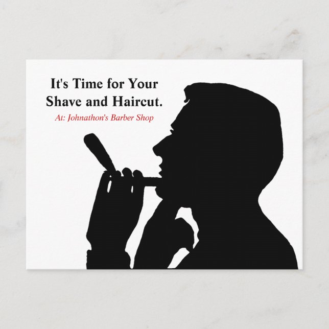 Clean Shave Barber Shop Hair Appointment Reminder Postcard (Front)