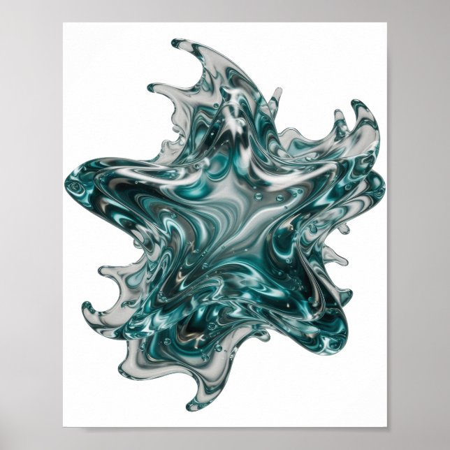 Clean Silver ABSTRACT ART Abstract Design Poster (Front)