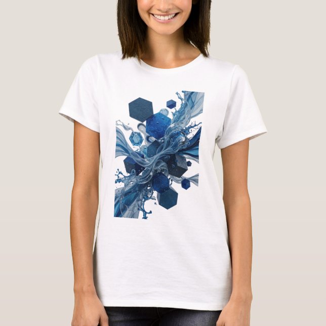 Clean Silver ABSTRACT ART Design T-Shirt (Front)