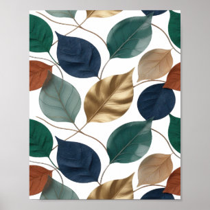 Clean Silver AUTUMN LEAVES Quote Design Poster