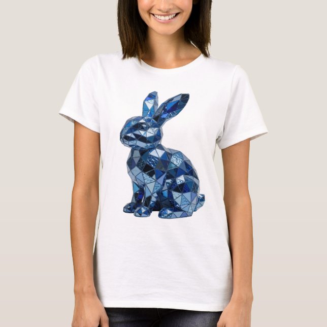 Clean Silver BLUE RABBIT Custom Design T-Shirt (Front)