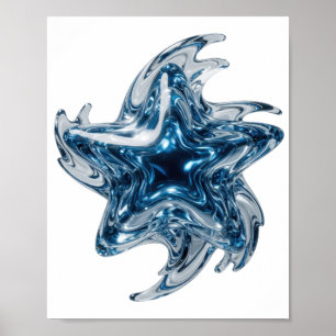 Clean Silver BLUE STAR Slogan Design Poster