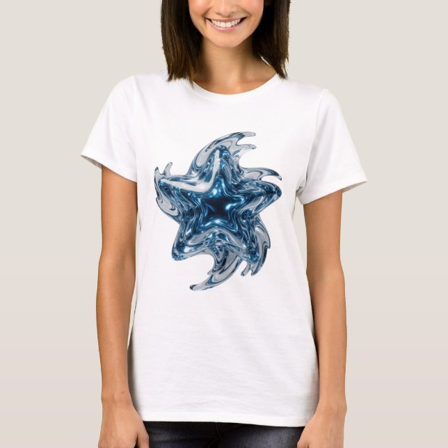 Clean Silver BLUE STAR Slogan Design T-Shirt (Front)