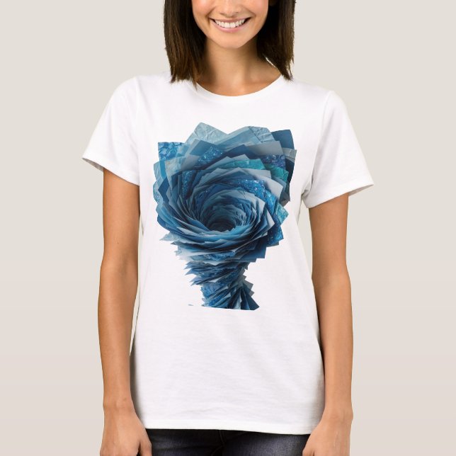 Clean Silver BLUE TORNADO Modern Design T-Shirt (Front)