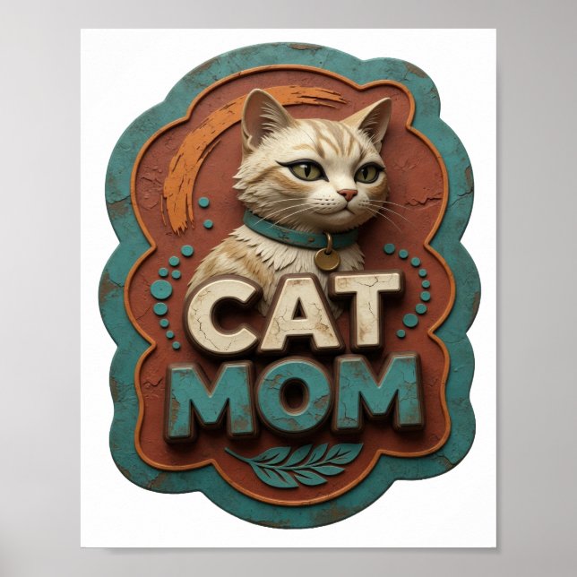 Clean Silver CAT MOM Poster (Front)
