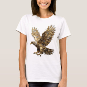 Clean Silver EAGLE OF MONEY Statement Design T-Shirt