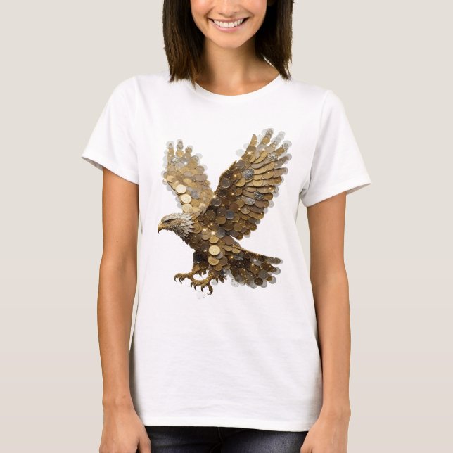 Clean Silver EAGLE OF MONEY Statement Design T-Shirt (Front)
