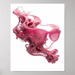 Clean Silver FLOATING GLASSES Graphic Design Poster