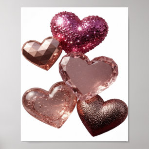 Clean Silver HEARTS OF LOVE Poster