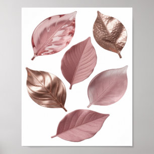 Clean Silver LEAFY Text Design Poster