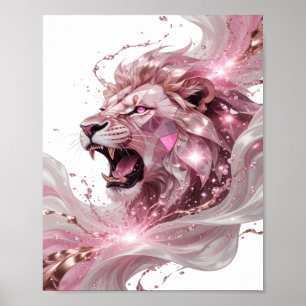 Clean Silver LION KING Graphic Design Poster