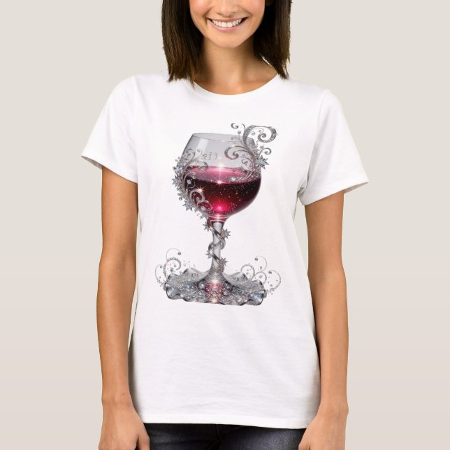 Clean Silver RED WINE GLASS Shirt Design (Front)