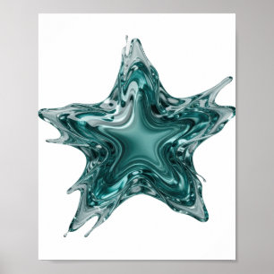 Clean Silver STAR SHAPED WATER SPLASH Poster