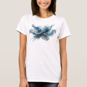 Clean Silver WATER FLOW Print T-Shirt