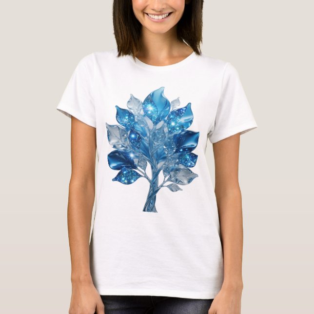 Clean Silver WATER TREE Text Design T-Shirt (Front)