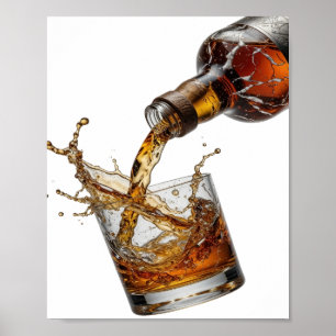 Clean Silver WHISKY SPLASH Design Poster